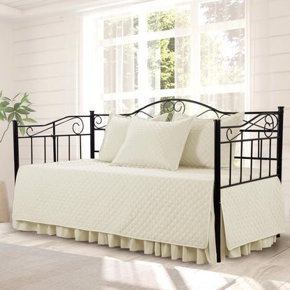MABOZOO Daybed Covers Sets with Bedskirt for Twin Bed,5 Piece All Season Twin Size Cozy Double Sided-Quilting,Daybed Comforter Bedspread with Shames 75"x39"