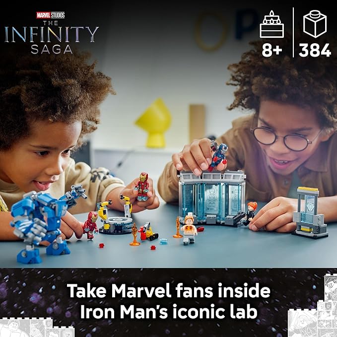 LEGO Marvel Iron Man’s Laboratory: Hall of Armor Building Toy - Marvel Superhero Toy for Kids Boys and Girls Ages 8+ - with Minifigures and a Mech - Gift Idea for Birthdays - 76315