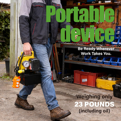 20V Battery Hydraulic Pumps 10000 PSI 800W Electric Pumps Power Pack Unit 0.4 US Gal Capacity, 6.5 ft Oil Pipe, Single-Acting Solenoid Valve with Handheld Switch for Punching/Bending/Jack