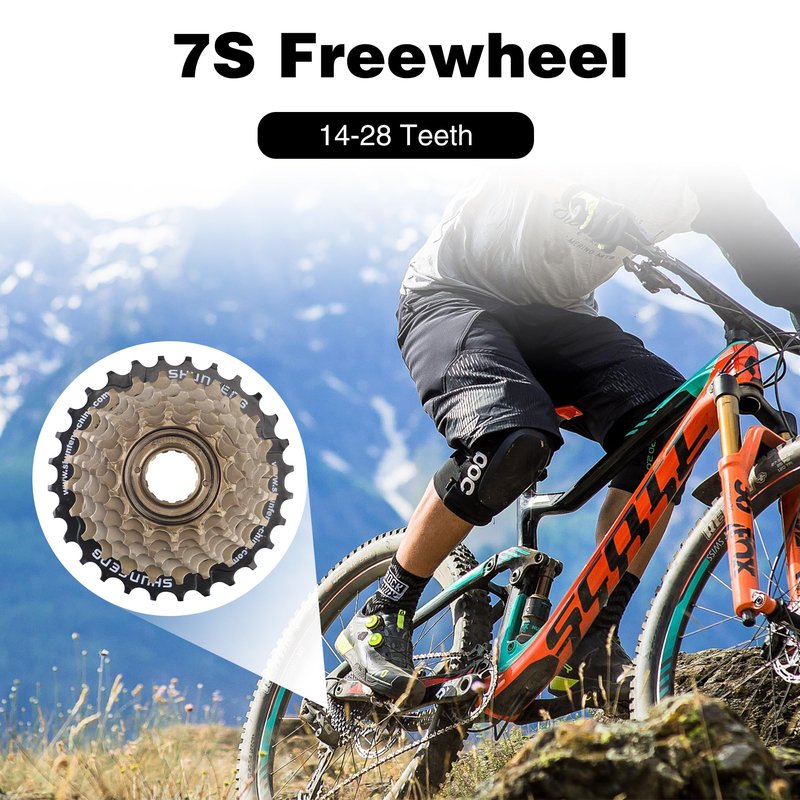 WEEROCK Bike Freewheel 7 Speeds, 14-28T Threaded Freewheel Screw On Bicycle Replement Part for MTB, Cruiser Bicycle