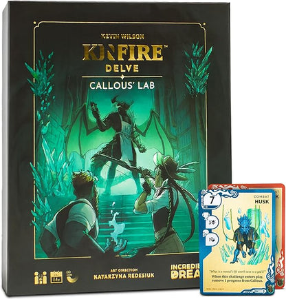Kinfire Delve: Callous’ Lab – Tactical Solo or 2-Player Card &amp Dice Game Puzzle-Focused Adventure with Replayable Depths Ages 14+ 60+ Min Gameplay (Part of the Kinfire Universe: 5 Standalone Ga