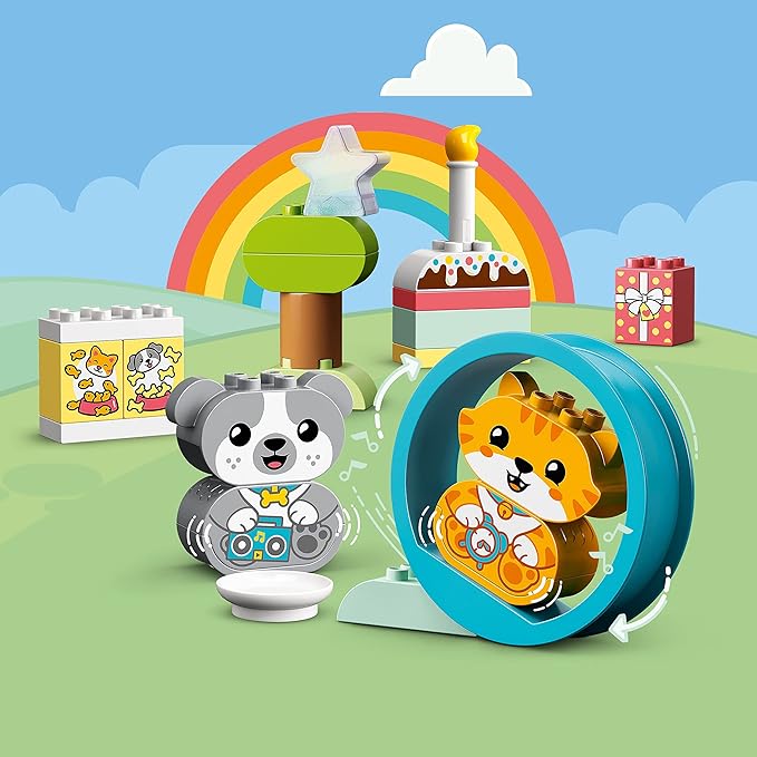 LEGO DUPLO My First Puppy &amp Kitten with Sounds 10977 Pet Animal Toys for Toddlers 1 .5-3 Years Old Early Development Set with Large Bricks