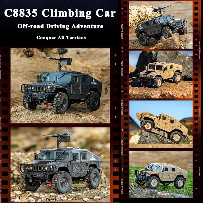 Skymaker RC Military Hummer 4WD RTR Off-Road Truck with Winch &amp Machine Gun
