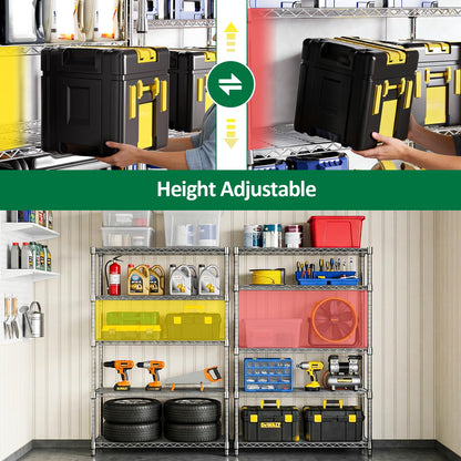 IZEUK 5-Tier Metal Storage Shelving Unit, Heavy Duty Chrome Wire Rack, Adjustable Shelves, 1750 lbs, 17.7" D x 47.2" W x 72.3" H, Garage Storage, Kitchen Pantry Organizer, Basement & Laundry Shelf