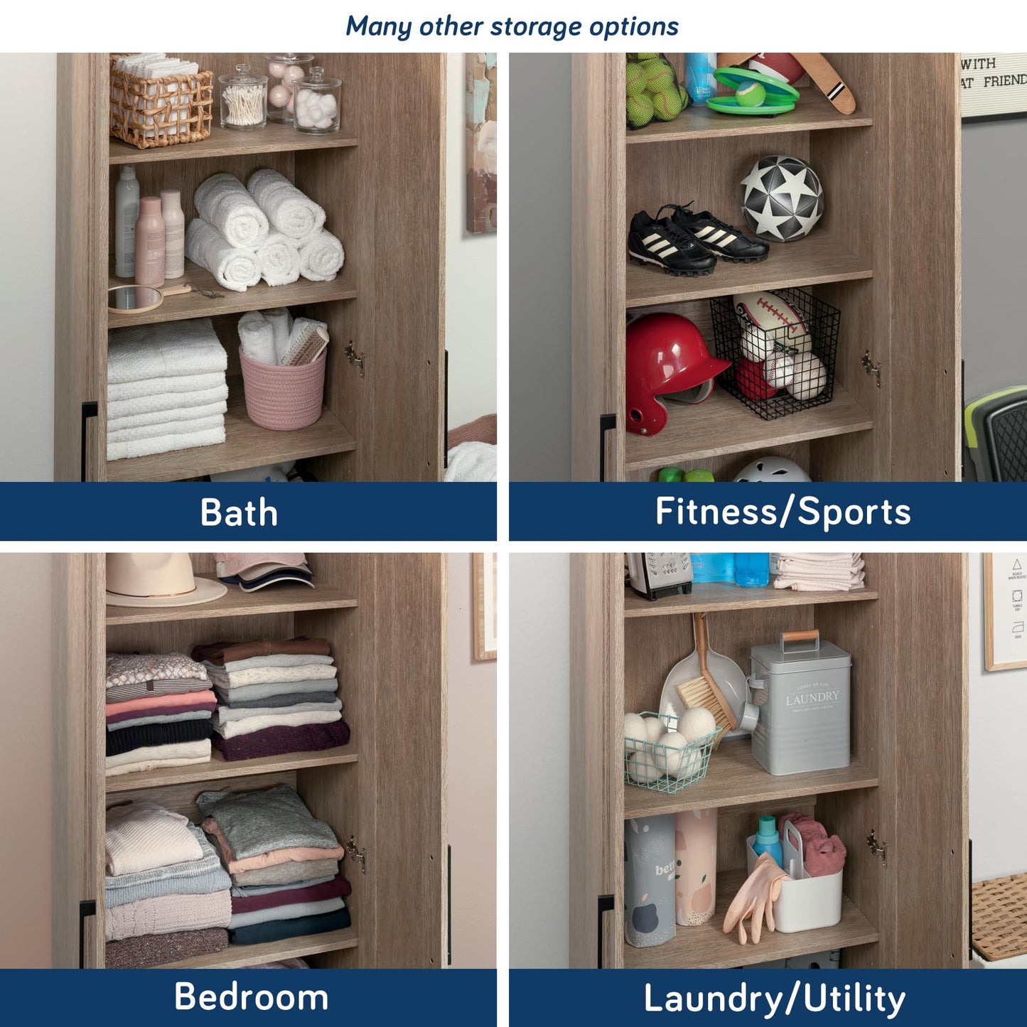 HomePlus Kitchen Pantry Storage Cabinet with Adjustable Shelves, Craft Storage Cabinet, Brushed Oak Finish