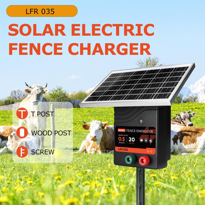 20 Miles Solar Electric Fence Charger, 0.5 Joule Portable Solar Fence Charger, Solar Electric Fence Kit, with 10W Solar Panel