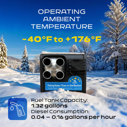 8000W All-in-One Diesel Air Heater 110V/12V/24V Portable Quiet Parking Heater with 5L Tank | Compact Forced-Air Heating for Car RV Truck Camper Tent Garage | LCD Control | Blue