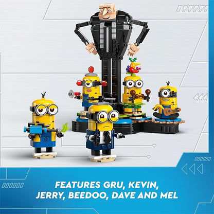 LEGO Despicable Me 4 Brick-Built Gru and Minions Figure Buildable Minions Toy for Kids Dancing Despicable Me Toy Figures Playset Play-and-Display Birthday Gift for Boys and Girls 75582