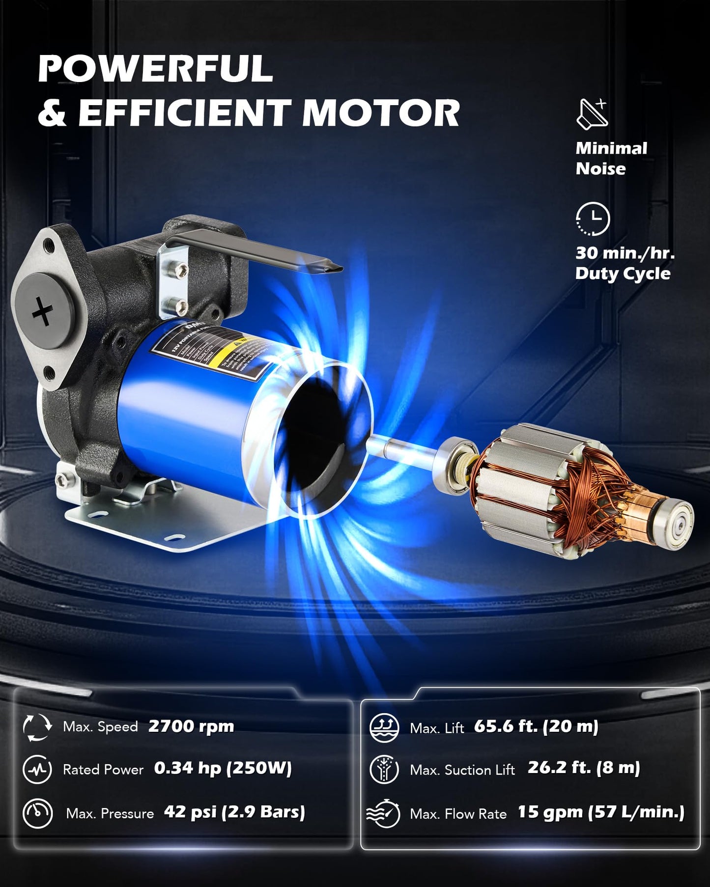 Orion Motor Tech 12V Gasoline Transfer Pump Kit, 15gpm Electric Fuel Transfer Pump with Aluminum Nozzle Carry Case for Diesel Kerosene Light Fuels, Automatic Oil Transfer Pump with Overheat Protection