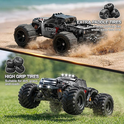 RC Cars 1:14 4WD Off-Road RC Monster Truck High Speed 40 km/h 4x4 Remote Control Car with 2 Rechargeable 1300mAh Batteries and 2 Sets of Tires for Adults &amp Boys