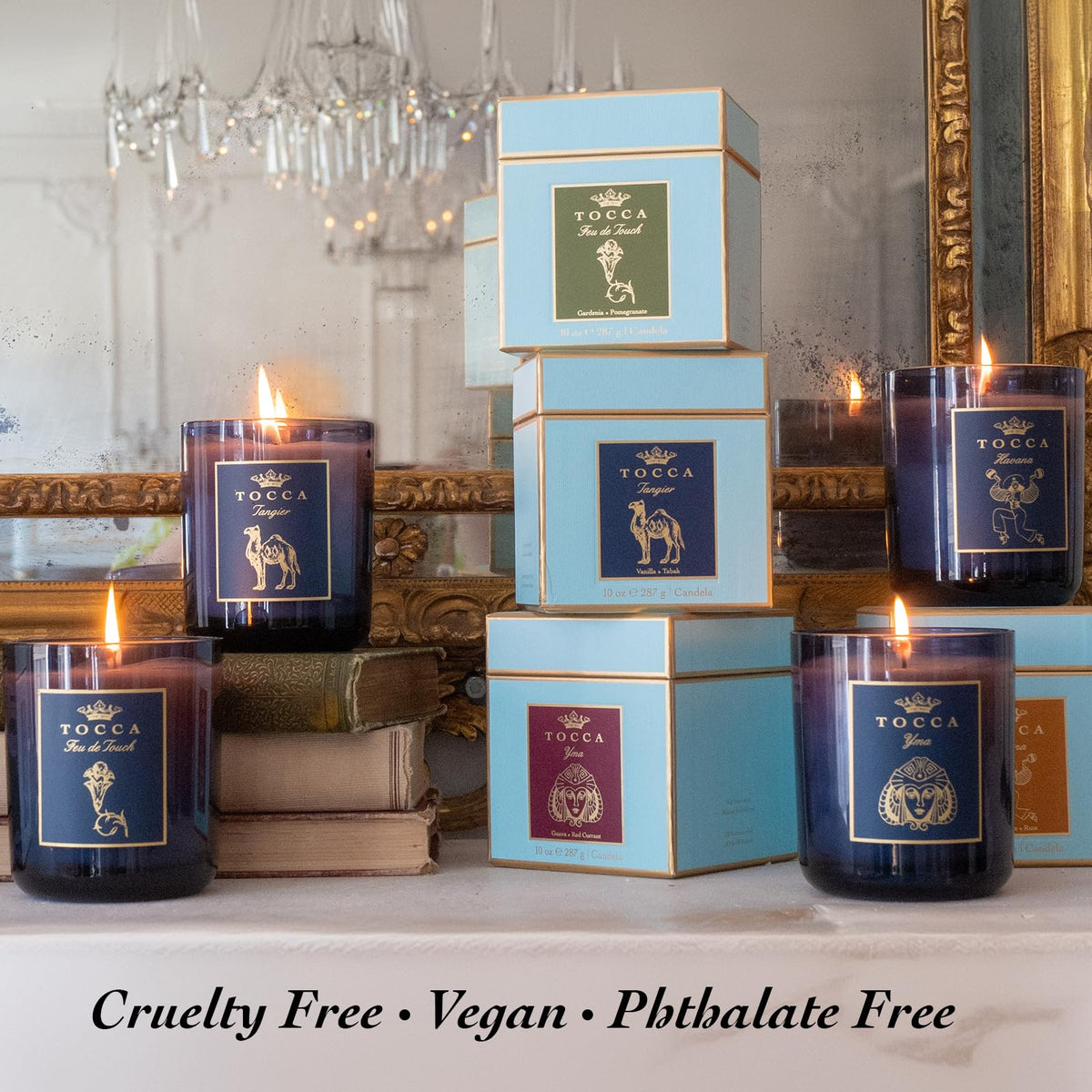 TOCCA Amalfi 10oz Candle - Grapefruit & Cucumber Scented, Hand Poured Soy-Wax Blend with 100% Cotton Wick, 60 Hour Burn Time