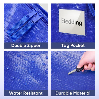 TICONN 6 Pack Extra Large Moving Bags with Zippers & Carrying Handles, Heavy-Duty Storage Tote Moving Boxes for Space Saving (6 PK, 30 Gallon)