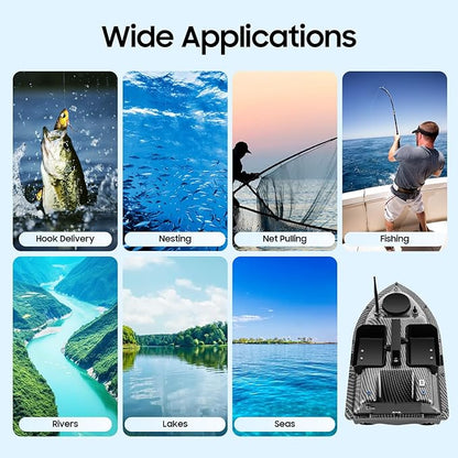 Bait Boat RC Fishing Bait Boat with GPS Positioning Auto-Return System with 16 Positioning Points 600M Range 4.4LBS Loading Capacity Dual 5200mAh Batteries and Carrying Bag for Fishing