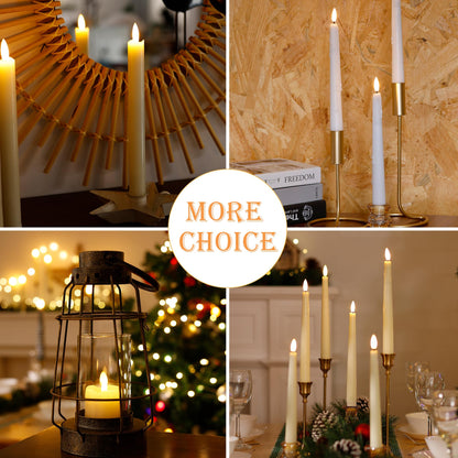 AFINETH Flameless Taper Candles with Rmote, 9.6" Real Wax Battery Operated Candles with 3D Wick, 3 Pack Led Flickering Candlesticks, Electric Candle for Home, Wedding, Party Decor, Ivory
