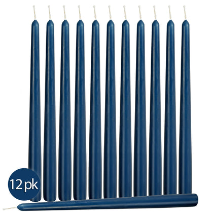 Hyoola 12 Pack Tall Taper Candles - 10 Inch Midnight Blue Dripless, Unscented Dinner Candle - Paraffin Wax with Cotton Wicks - 8 Hour Burn Time
