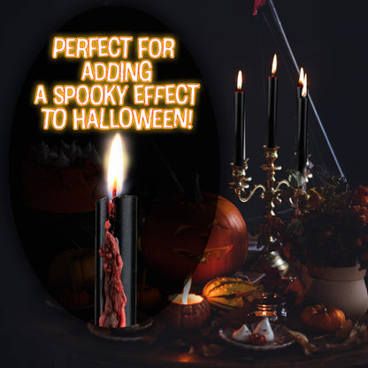 Deco Express Taper Candles Blood Drip Effect 8 Pack Halloween Decor 5 Hr Burn Gothic Table Centerpiece Black Party Candles Goth Gifts (Black Drip)