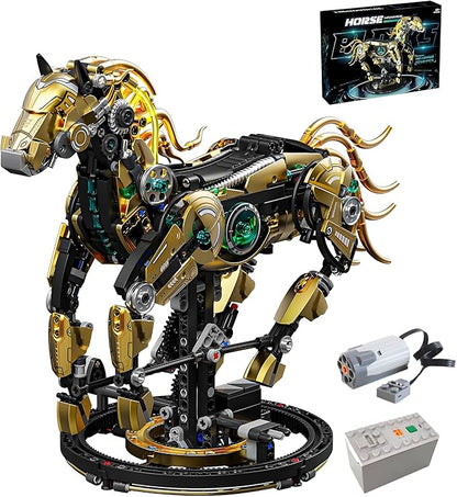 Mechanical Horse Building Block Set Build &amp Pose with Movable Legs – Engaging DIY Model with Motor Kit for Kids and Teens