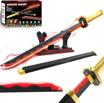 Jorumo Swords Building Sets for Boys 8-14 39in Tsugikuni Yoriichi Sword Building Block with Scabbard and Stand Anime Sword Building Toy Gift Katana 788 Pcs