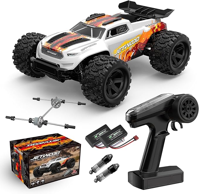 Jetwood 1:18 RC Car 36+ KPH Fast Remote Control Monster Truck with 2 Batteries 4WD Adult RC Truck Ready-to-Run for Beginners All Terrain Off-Road RC Buggy JC18W