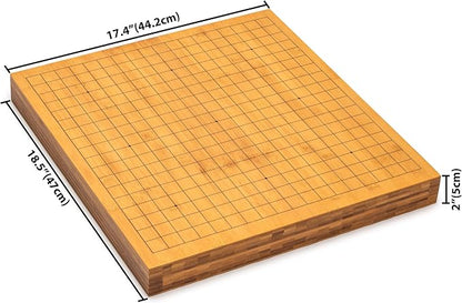 Yellow Mountain Imports Bamboo 2-Inch Reversible 19x19/13x13 Go Game Set Board with Double Convex Melamine Stones and Bamboo Bowls - Classic Strategy Board Game (Baduk/Weiqi)