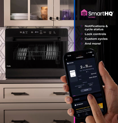 GE Profile Countertop Dishwasher, Energy Star, 6 place settings, 6 wash cycles, WiFi Connected, with Built-In Capabilities