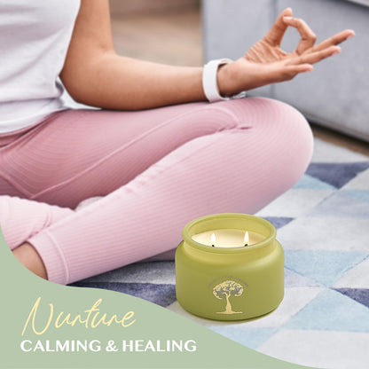 Healing | 2-Wick Scented Candles for Home | Natural Non Toxic Soy Candles with Essential Oils | Eucalyptus & Peppermint | 50 Hour Long Burning | Aromatherapy Candle Jar with Lid - 9.5 oz