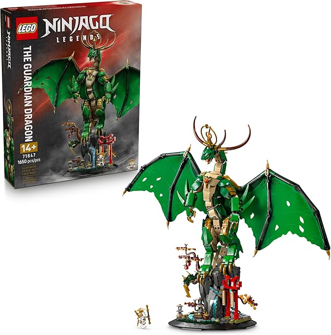LEGO NINJAGO The Guardian Dragon - Model Building Kit from Legends Monstrosity Series - Room Decor for Teens - Includes Master Wu Minifigure - Gift for Teenage Boys Girls and Fans Ages 14+ - 71847