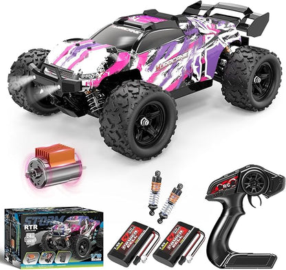 YESHIN 1:18 Waterproof Pink RC Car Toys 4X4 All Terrain Hobby Remote Control Truck with 2 Rechargeable Batteries Toy Vehicle Gift for Adults