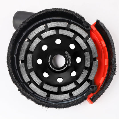 HERZO Surface Grinding Dust Shroud for Angle Grinder, Universal 4.5"/5" + Diamond grinding cup wheel 5 inch