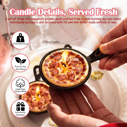 Pepperoni Pizza Scented Vegetable Wax Candles Trio(3Pcs/Pack)