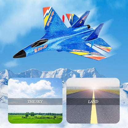 SU27 RC Fighter Plane Beginner Friendly RC Airplane 6-Axis Auto-Stabilizer Remote Control Glider Aircraft Ready to Fly Crash Resistant 2 Batteries