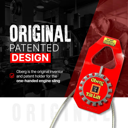 Oberg Tilt Lift Engine Leveler | Original Chainless Hoist Sling for Engine & Transmission Swaps | 1 Ton (2,000 lb) Capacity, 45° Tilt, One-Hand Ratchet Control, 3:1 Safety Factor