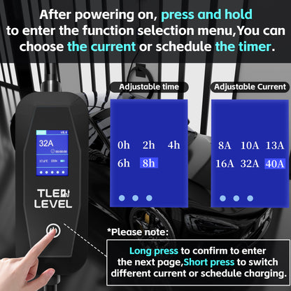 TLE LEVEL Level 2 EV Charger - Portable 40 Amp 9.6kW EV Charger, NEMA 14-50 Plug Electric Vehicle Charging Stations for J1772 Electric Cars, 25' Cable Smart 240V EV Chargers for Home