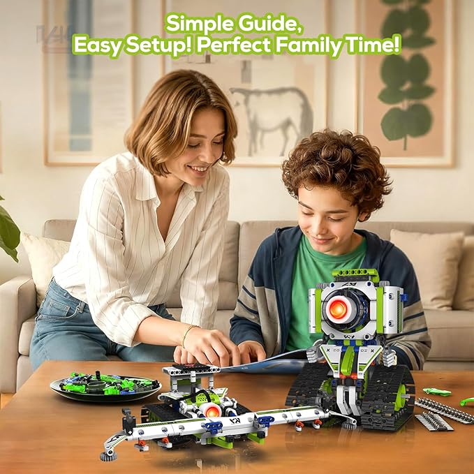 Robot Building Kit with APP/Remote Control STEM Gifts for Boys Age 6-16Technic Coding Robotic Toys for Kids Birthday Buildable 5in1 Models with 337+ Pieces