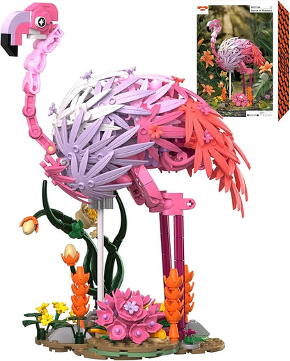 Flamingo Building Set Flower Buildings Blocks Floral Animal Figure Building Toy for Home Office Art Decor Adults Kids Boys Girls Ages 8 9 10 11 12+ Dance of Feathers 516PCS