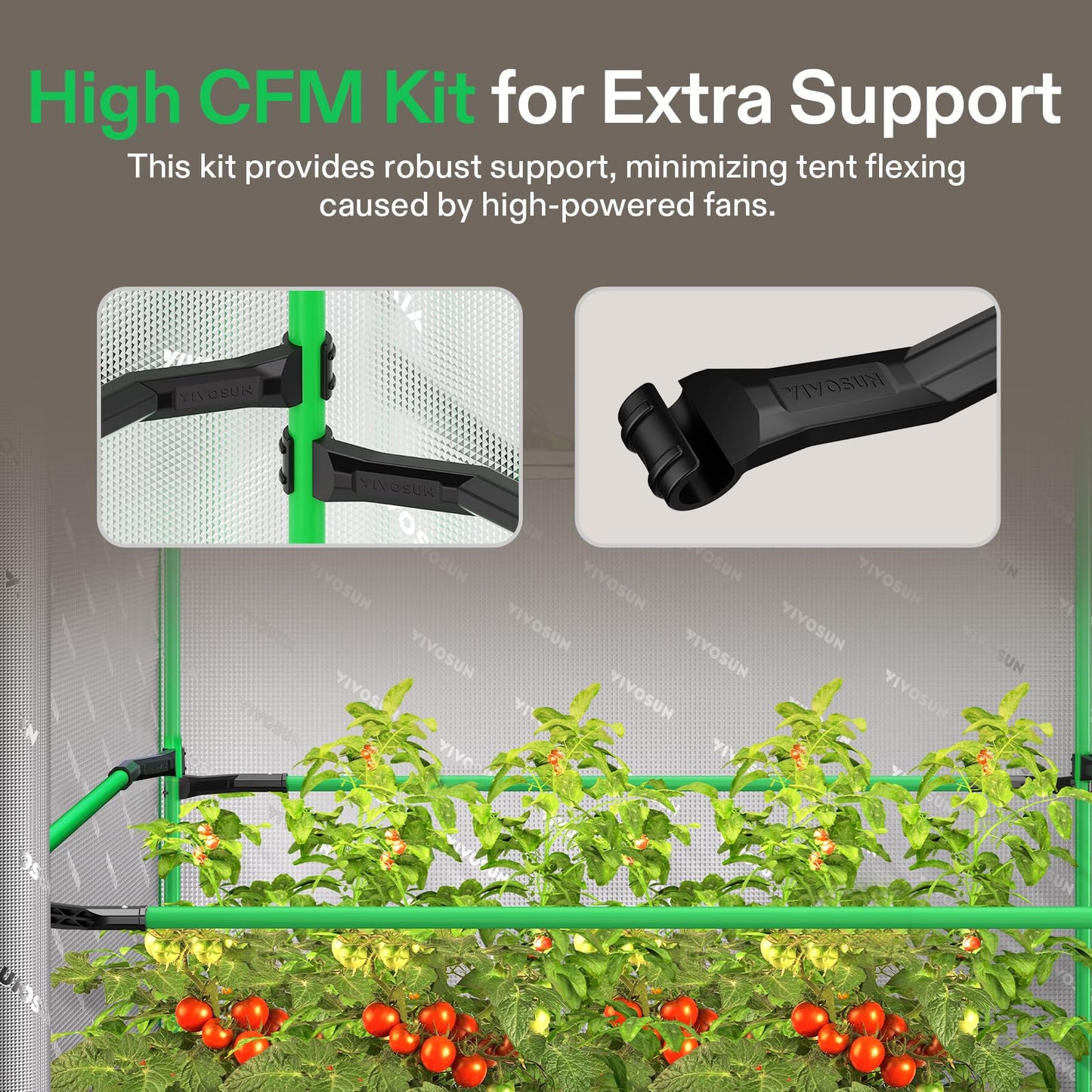 VIVOSUN PRO Grow Tent 4x8 ft, P848 Tents 96"×48"×80" with Thickened 1 inch Poles, Strengthened High Reflective Mylar Oxford Fabric, Extra Hanging Bars & High CFM Kit for Indoor Plant