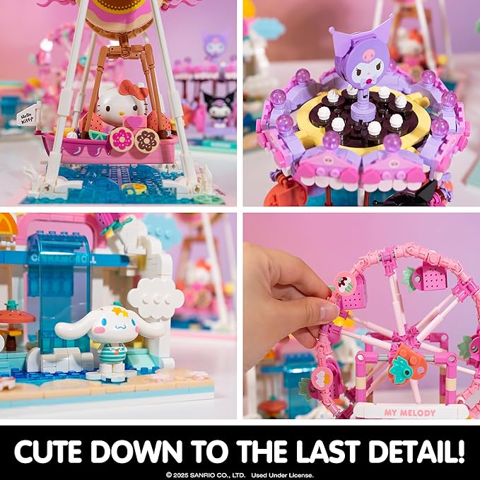 Hamee Sanrio Hello Kitty and Friends ‘Summer Wunderland’ Cute Water Theme Park Building Block Set Birthday Gift Party Favor Stress Relief Collectible Toy Compatible with Lego Block – Hello Kitty