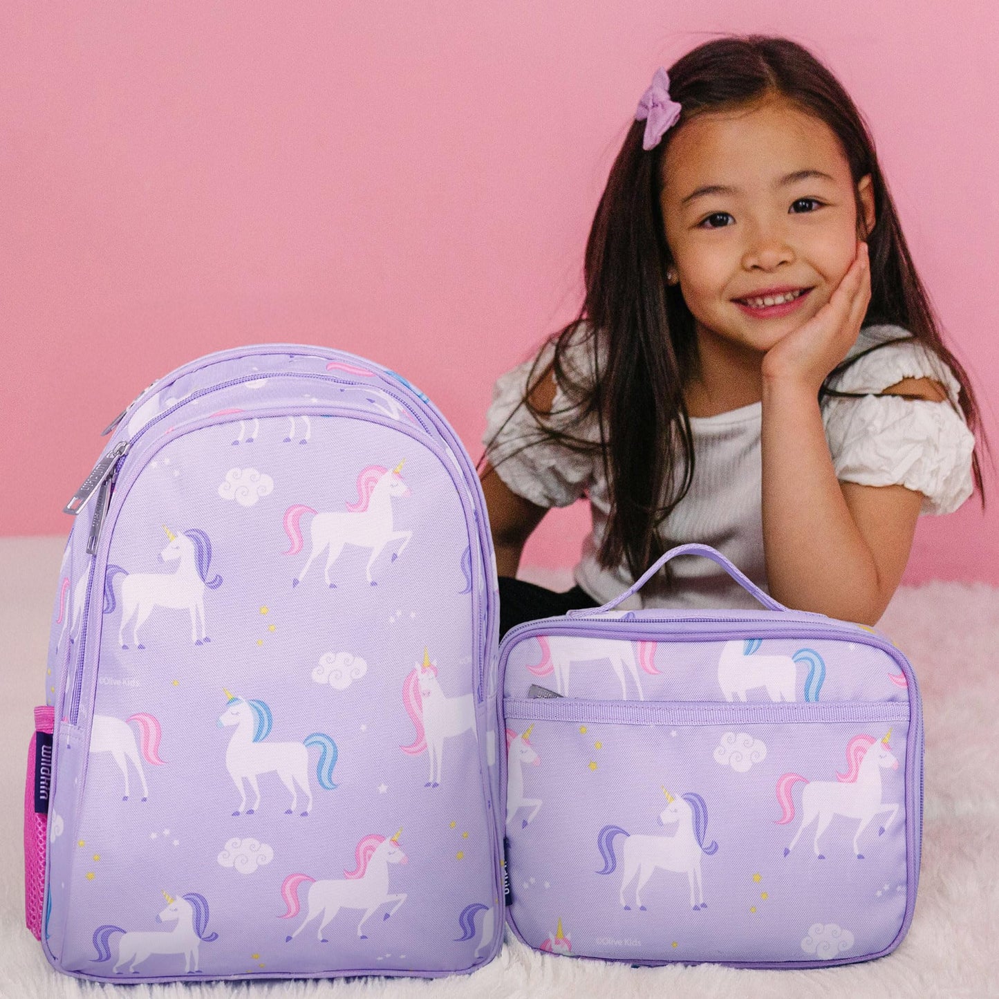 Wildkin 15 Inch Kids Backpack with Lunch Box Bag Bundle - Durable, Lightweight School & Travel Set - Unicorn