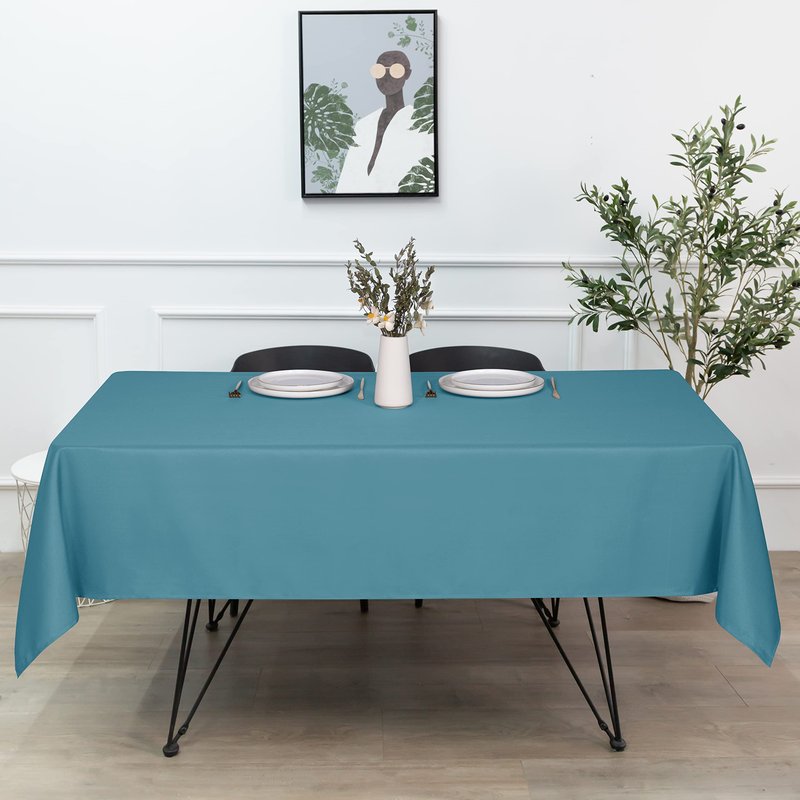 sancua Rectangle Tablecloth - 60 x 120 Inch - Stain and Wrinkle Resistant Washable Polyester Table Cloth, Decorative Fabric Table Cover for Dining Tables, Buffet Parties and Camping, Teal