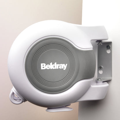 Beldray LA027016 Retractable Washing Lines - 2 x 13m Double Reel Clothesline, Extendable, Outdoor & Indoor Use, Naturally Dry Laundry, Wall Mounted Airer, Pivoting Wall Bracket & Fittings Included