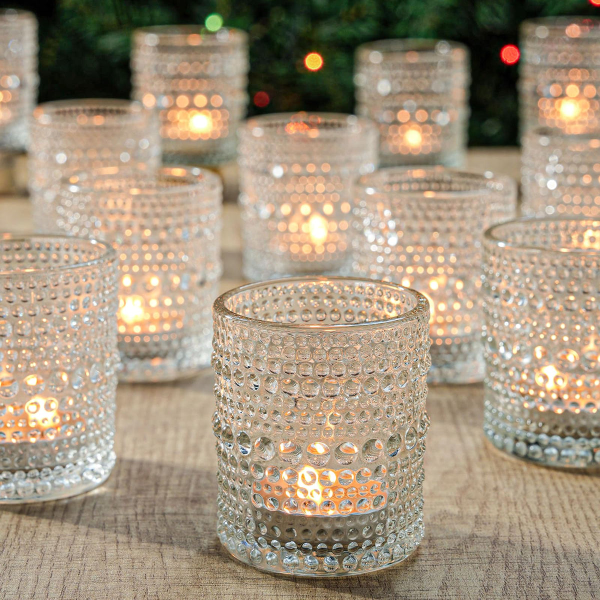 TRIRITE 36 Pcs Clear Votive Candle Holders for Wedding, 2x2.5 Elegant Tealight Candle Holder, Vintage Tea Light Holders for Bridal Shower & Table Centerpieces