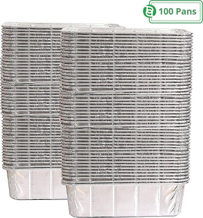 PARTY BARGAINS 2 lb Loaf Pans Disposable Aluminum Bread Tins, 100 Pack – Heavy-Duty Oven-Safe Bakeware (Max 240°C) for Bread Loaf, Meatloaf, Cakes, Parties & Events