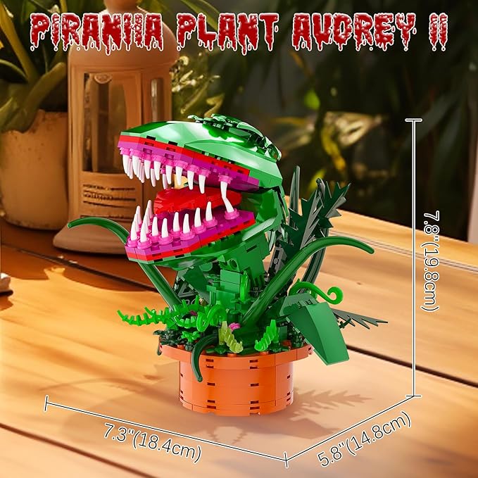 Audrey 2 Piranha Plant Building Toys Sets Little Shop of Horrors Flowers Cannibal with Openable Mouth Building Blocks Gift for TV Fans Halloween Christmas Kids Ages 8+