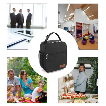 Femuar Lunch bag for Men Women Adults Small for Office Work Picnic - Reusable Portable Lunchbag, Black