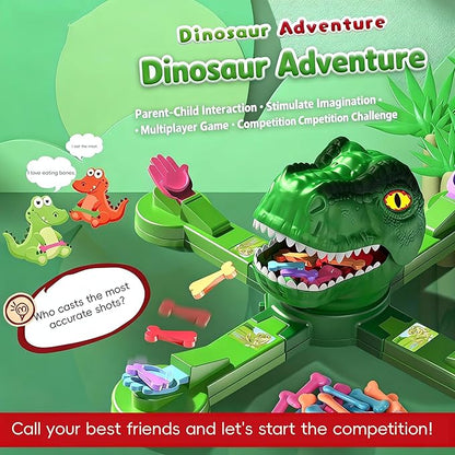 Classic Feed Dinosaur Board Game Multiplayer Action Shooting Game Dino Eating Bones Toy Fun Reaction-Speed Challenge for Kids Exciting Family &amp Party Game for 2–4 Players Ages 3+