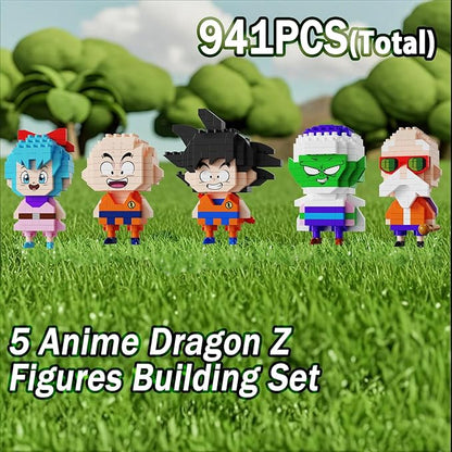 5 Dragon Figures Brick Mini Headz Building Toy 2IN1 Sitting &amp Standing Model Cute Main Dinosaur Ball Z Characters Merch Figures Micro Blocks Set Ideal Gift for Fans Adult Teen 14+ (1025PCS)