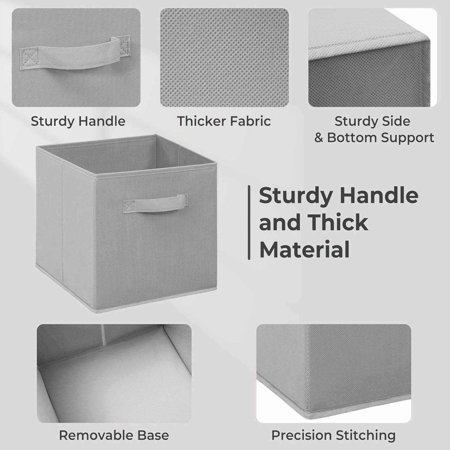 Skiennix 11x11 Inch Storage Bins - Foldable Fabric Organizer for Clothes & Blankets | Gray, 12 Pack