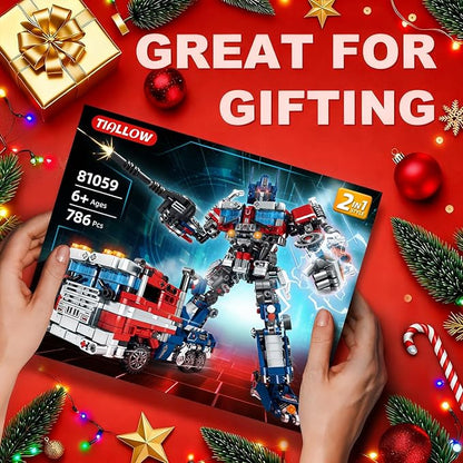 Transform Sets Robot Building Block Toys2 in 1 STEM Robotics Transforming Truck Mech Building kitCompatible with LegoChristmas Birthday Gift for Adults Boys Age 8-12 (Blue)