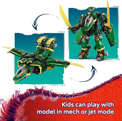 LEGO NINJAGO Lloyd's Jet Mech Building Toy - Model Building Kit for Boys &amp Girls Ages 9+ - Transforming Playset for Kids W/ 5 Ninja Toy Minifigures - Dragons Rising Gift Idea for Birthdays - 7184