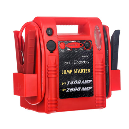 Tyrell Chenergy 12V/24V Jump Starter,2800/1400 Peak Amp,Truck Battery Booster Pack, and Pure Copper Jumper Cables,Heavy Duty Jump Box Includes Dual USB and DC Ports Power,Car Battery Jump Starter